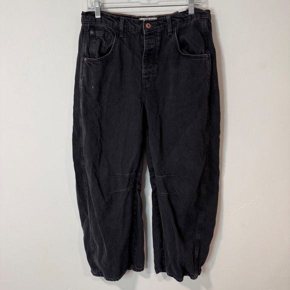 We The Free Denim - Free People We The Free Lucky You Barrel Jeans 29 Black Mid Rise Button Fly